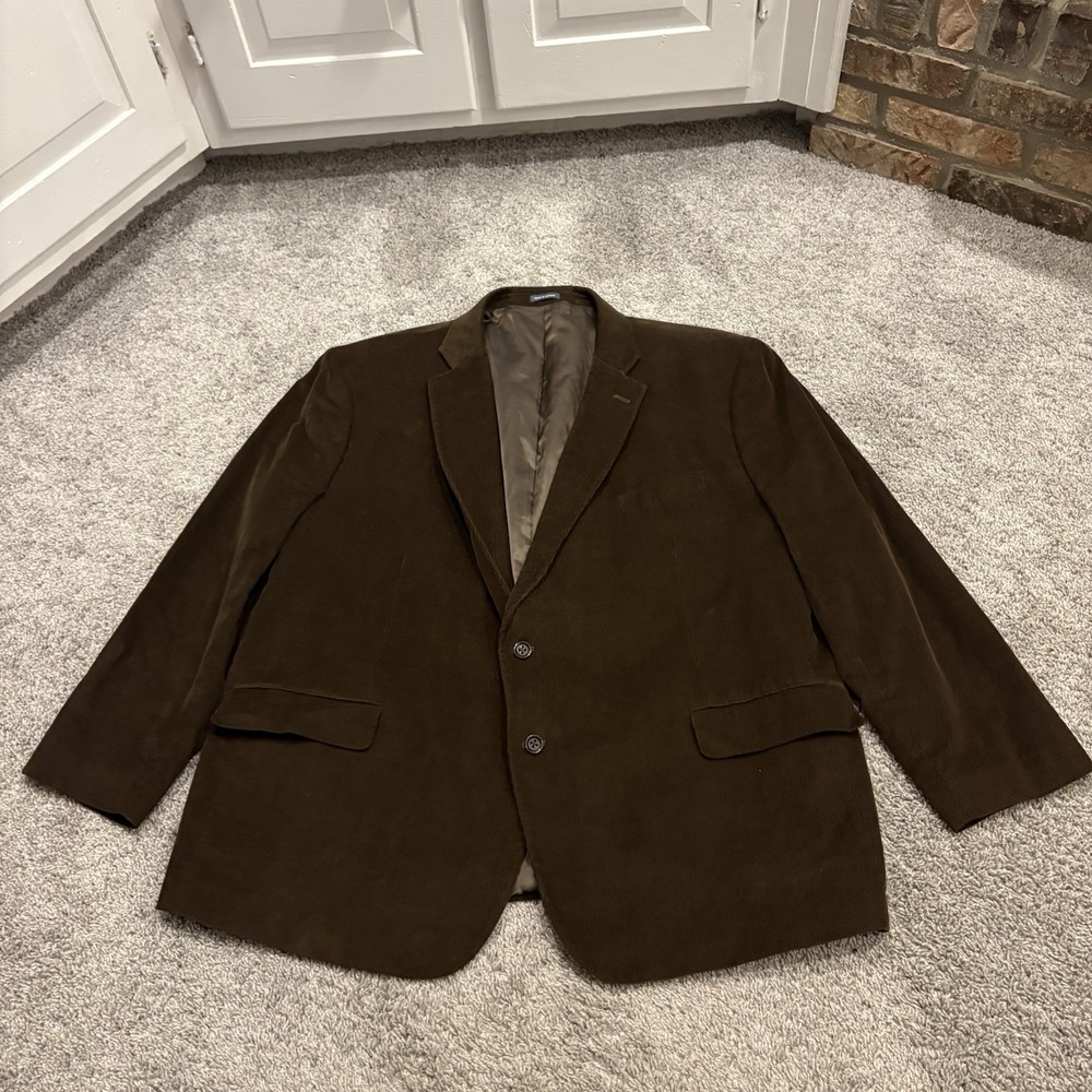 Stafford Blazer Jacket Mens 56 BREG Brown Corduroy Stretch Elbow Patch BIG TALL